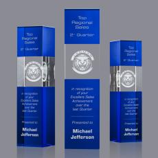Employee Gifts - Araceli Tower 3D Blue Towers Crystal Award