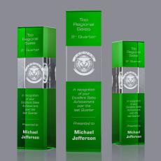 Employee Gifts - Araceli Tower 3D Green Towers Crystal Award