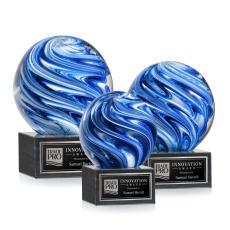 Employee Gifts - Naples Globe on Square Marble Base Glass Award