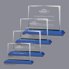 Employee Gifts - Lismore  Blue on Bartlett Rectangle Crystal Award