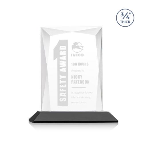 Awards and Trophies - Messina Black Rectangle Crystal Award
