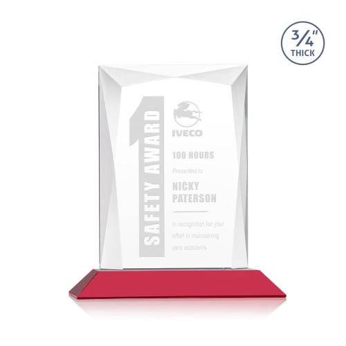 Awards and Trophies - Messina Red Rectangle Crystal Award