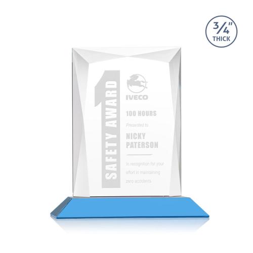 Awards and Trophies - Messina Sky Blue Rectangle Crystal Award