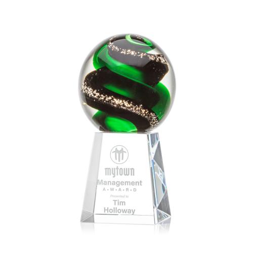 Awards and Trophies - Crystal Awards - Glass Awards - Art Glass Awards - Zodiac Globe on Celestina Base Glass Award