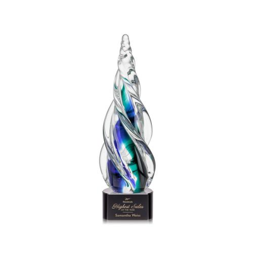 Awards and Trophies - Crystal Awards - Glass Awards - Art Glass Awards - Alderon on Paragon Base - Black