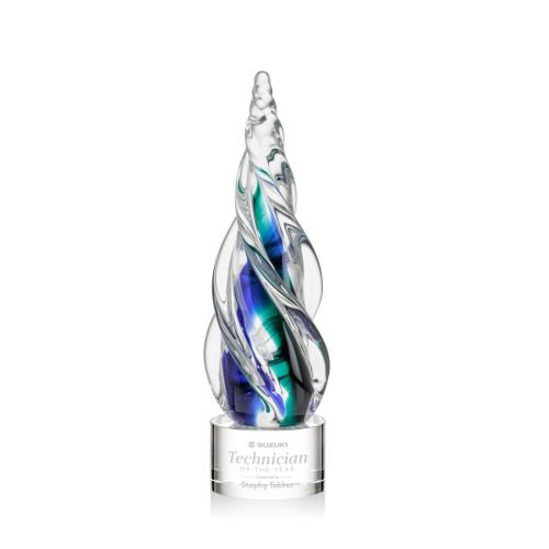 Awards and Trophies - Crystal Awards - Glass Awards - Art Glass Awards - Alderon on Marvel Base - Clear