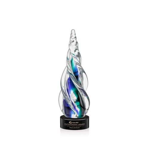 Awards and Trophies - Crystal Awards - Glass Awards - Art Glass Awards - Alderon on Stanrich Base - Black