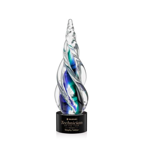 Awards and Trophies - Crystal Awards - Glass Awards - Art Glass Awards - Alderon on Marvel Base - Black