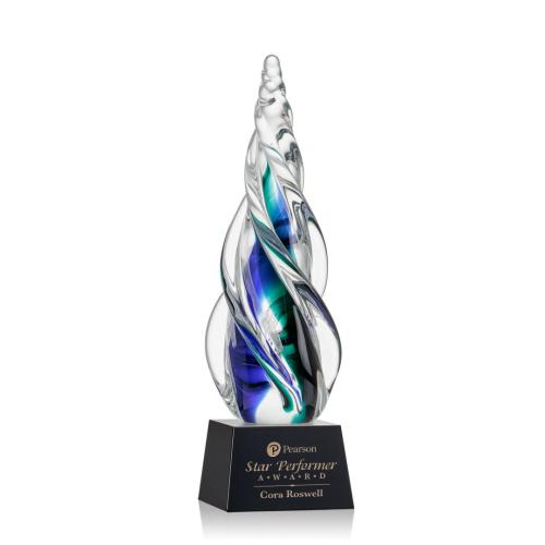Awards and Trophies - Crystal Awards - Glass Awards - Art Glass Awards - Alderon on Robson Base - Black