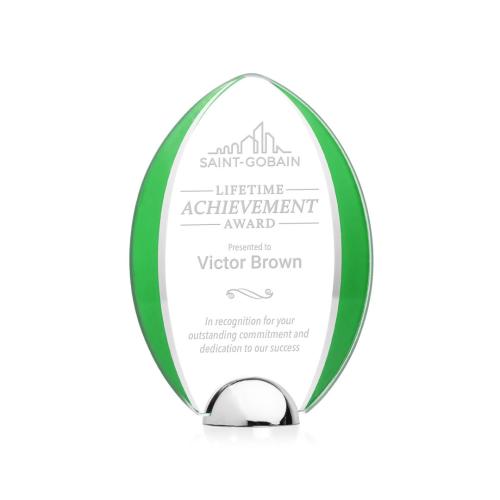 Awards and Trophies - Lincoln Green Tear Drop Crystal Award