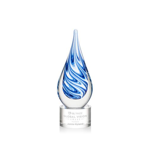Awards and Trophies - Crystal Awards - Glass Awards - Art Glass Awards - Marlin on Marvel Base - Clear