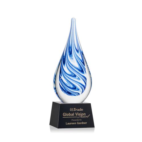 Awards and Trophies - Crystal Awards - Glass Awards - Art Glass Awards - Marlin on Robson Base - Black
