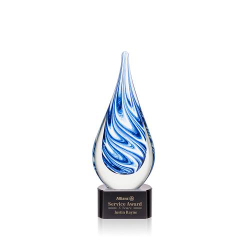 Awards and Trophies - Crystal Awards - Glass Awards - Art Glass Awards - Marlin on Paragon Base - Black