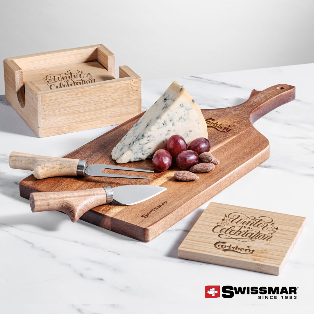 Bamboo Cutting Board with Cheese Slicer Blade, Swissmar