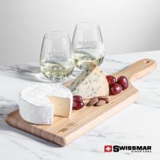 Employee Gifts - Swissmar Bamboo Board & 2 Edderton Stemless Wine