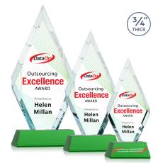 Richmond Full Color Green on Newhaven Diamond Crystal Award - Colored Crystal Awards