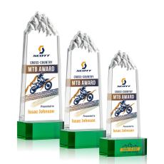Himalayas Full Color Green on Base Towers Crystal Award - Colored Crystal Awards