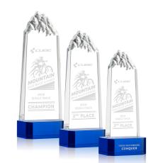 Himalayas Tower Blue on Base Peaks Crystal Award - Colored Crystal Awards