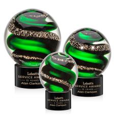Employee Gifts - Zodiac Black on Marvel Base Globe Glass Award
