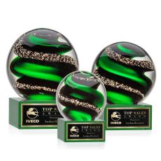 Employee Gifts - Zodiac Green on Hancock Base Globe Glass Award