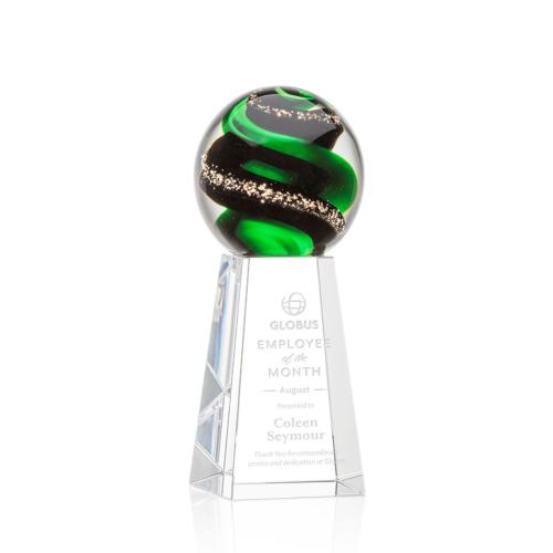 Awards and Trophies - Crystal Awards - Glass Awards - Art Glass Awards - Zodiac Globe on Novita Base Glass Award