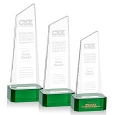 Belmont Tower Green on Padova Base Peaks Crystal Award - Colored Crystal Awards