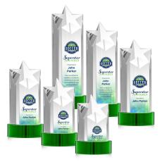 Employee Gifts - Berkeley Full Color Green on Stanrich Base Star Crystal Award
