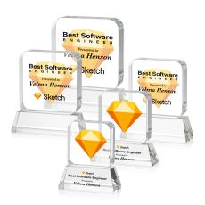Employee Gifts - Flamborough Full Color Clear on Base Square / Cube Crystal Award