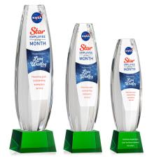 Employee Gifts - Hoover Full Color Green on Robson Base Towers Crystal Award