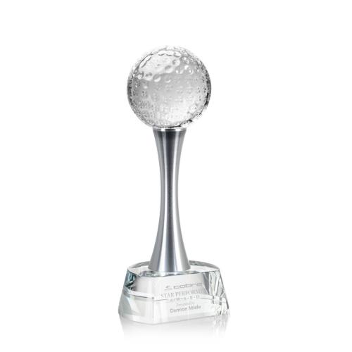 Awards and Trophies - Golf Ball Globe on Willshire Base Crystal Award