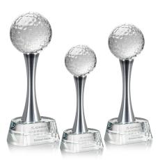 Employee Gifts - Golf Ball Globe on Willshire Base Crystal Award