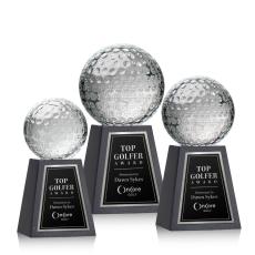 Employee Gifts - Golf Ball Globe on Tall Marble Crystal Award