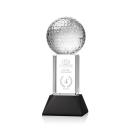 Golf Ball Black on Stowe Base Globe Crystal Award