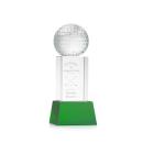 Golf Ball Green on Belcroft Base Globe Crystal Award