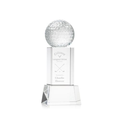 Awards and Trophies - Golf Ball Clear on Belcroft Base Globe Crystal Award