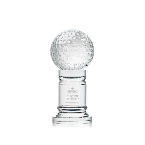 Awards and Trophies - Golf Ball Globe on Colverstone Base Crystal Award