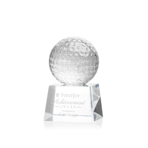 Awards and Trophies - Golf Ball Globe on Robson Base Crystal Award