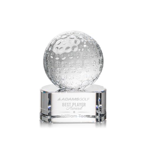 Awards and Trophies - Golf Ball Globe on Paragon Base Crystal Award