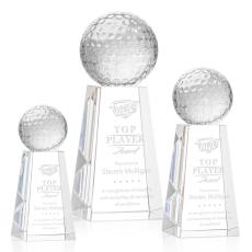 Employee Gifts - Golf Ball Globe on Novita Base Crystal Award