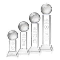 Employee Gifts - Golf Ball Clear on Stowe Base Globe Crystal Award