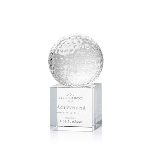 Awards and Trophies - Golf Ball Globe on Granby Base Crystal Award