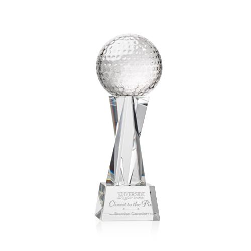 Awards and Trophies - Golf Ball Clear on Grafton Base Globe Crystal Award