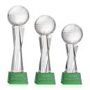 Golf Ball Green on Grafton Base Globe Crystal Award