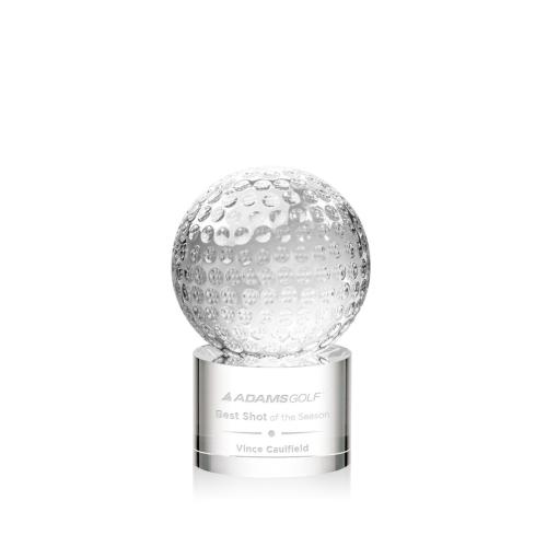 Awards and Trophies - Golf Ball Globe on Marvel Base Crystal Award