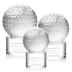 Employee Gifts - Golf Ball Globe on Marvel Base Crystal Award