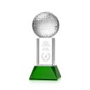 Golf Ball Green on Stowe Base Globe Crystal Award