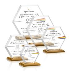 Barnett Full Color Amber Polygon Crystal Award - Crystal Awards