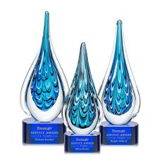Employee Gifts - Worchester Blue on Paragon Base Tear Drop Glass Award