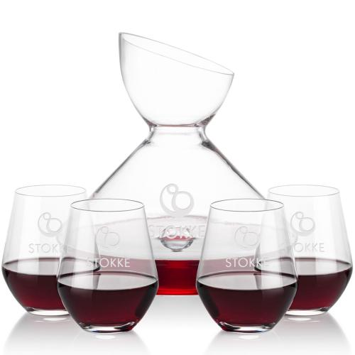 Corporate Gifts - Barware - Carafes - Woodbury Carafe & Reina Stemless Wine
