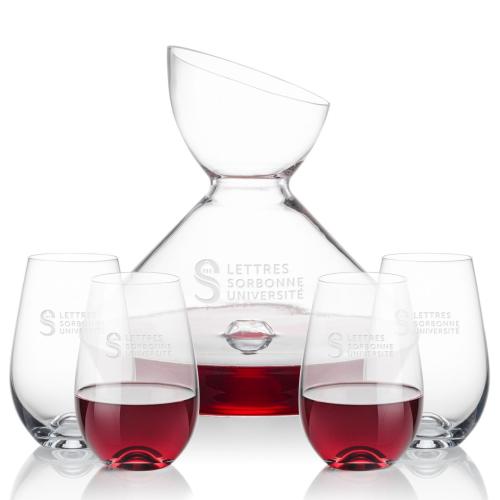 Corporate Gifts - Barware - Carafes - Woodbury Carafe & Boston Stemless Wine